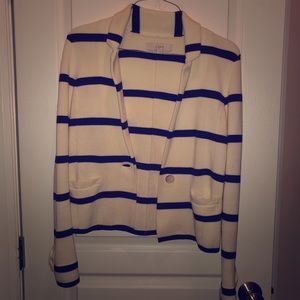 White and navy blue Loft soft blazer